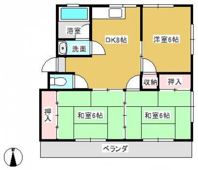 ベランダも広く、明るい間取りです
