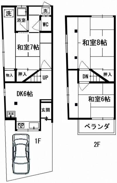 大阪府枚方市 田口一丁目テラスハウス16-20の間取り図