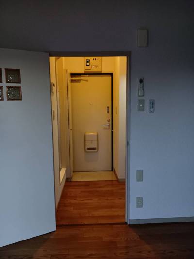 部屋側から廊下を見た写真です。