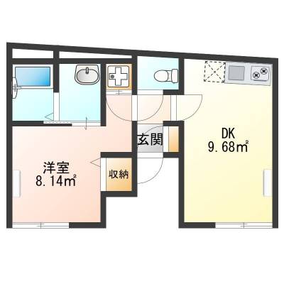 全室南向きの！1DKです。2部屋ともにエアコン・照明付きです