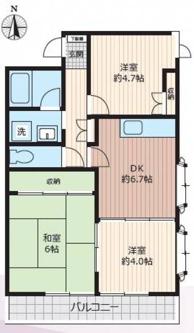 栃木県足利市 グリーンヒル401の間取り図
