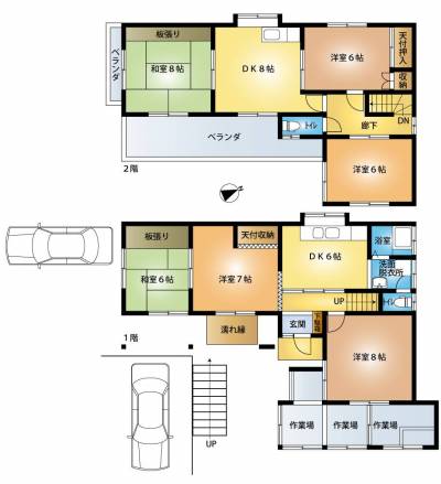 埼玉県比企郡小川町 小川町7DK115㎡駐車場2台と庭付きペット可戸建の間取り図
