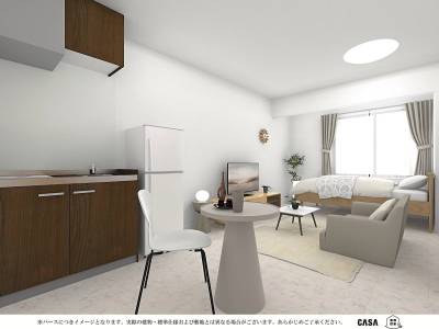 ワンルーム201号室のイメージパースです