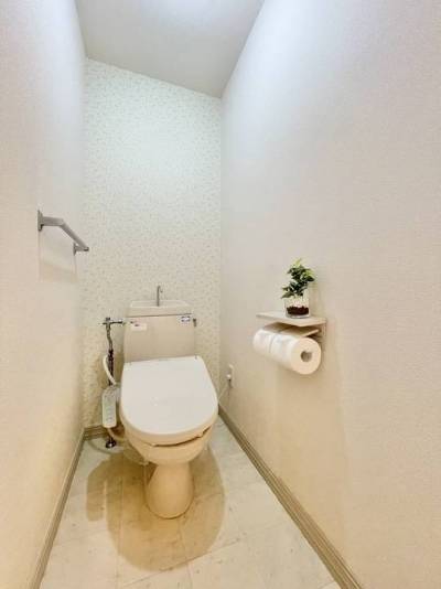 ウォシュレット付き、トイレットペーパー2個置けます。