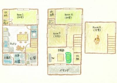 大阪府堺市東区 猫シェアハウスミネット北野田Room3の間取り図