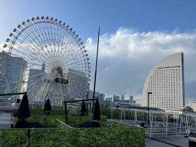 桜木町駅前にあるコレットマーレの屋上からの眺め