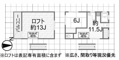 約13畳のロフト、眺めの良いバルコニーがございます。