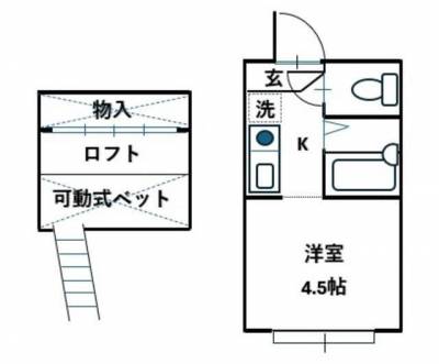 神奈川県相模原市中央区 パンシオン淵野辺A104の間取り図