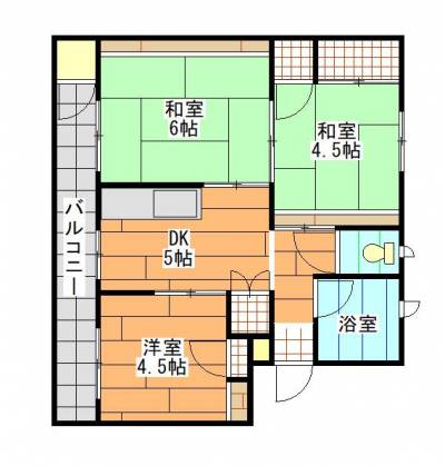 洋室&times;１、和室&times;２