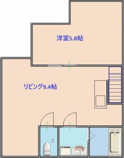 広々リビング+寝室、生活とプライベートを分けられる間取りに
