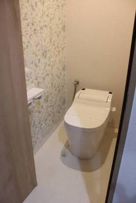 清潔感あふれ、自動洗浄機能付きタンクレスタイプです。