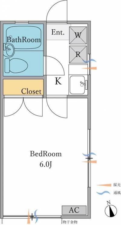 図面は203です。実際は202のため東側に窓はつきません