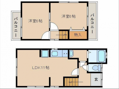 奈良県大和高田市 大和高田市礒野南町の戸建て1の間取り図