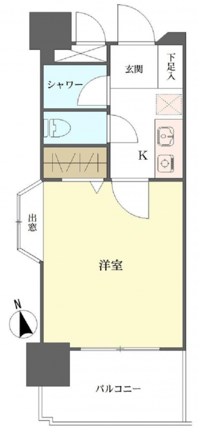南向きの角部屋です。西側に出窓があります。