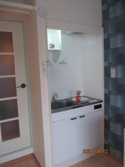 流しです。壁面は掃除のしやすいキッチンパネル。