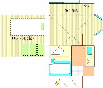 ２面窓、南東向き。