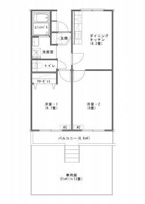 千葉県千葉市稲毛区 稲毛ファミールハイツ６ー１０５の間取り図