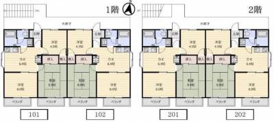 神奈川県秦野市 クローバーハウス２０２号室の間取り図