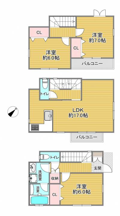 神奈川県横浜市南区 永田北戸建の間取り図