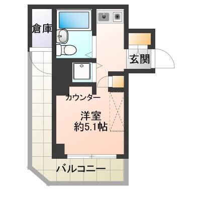 ベランダは長くパター練習可能。奥に物置。