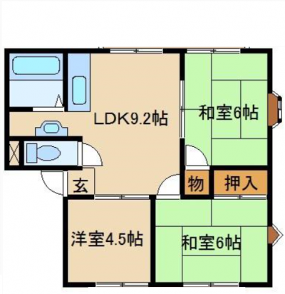 埼玉県入間市 サンガーデン粕谷 C棟C102の間取り図