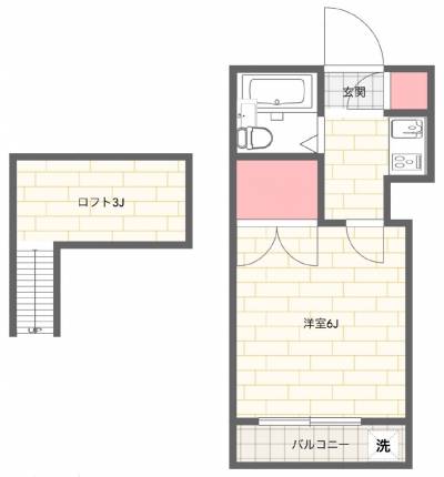 天井高のある大型ロフト付きの１Kです！