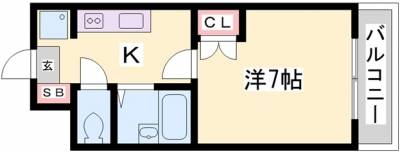 兵庫県姫路市 ジュネス伊伝居2305の間取り図