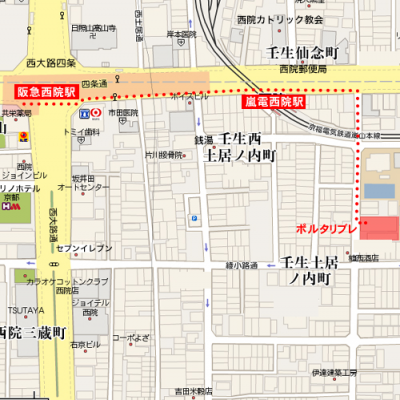 西院駅からの　付近の図