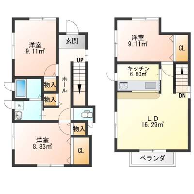 茨城県稲敷郡阿見町 ホットリビング阿見C棟の間取り図