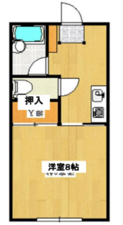 シンプルな1Kのお部屋です。