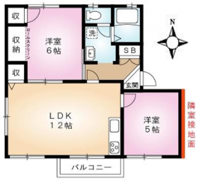 東京都青梅市 フォレスト青梅Ⅱ202号室の間取り図