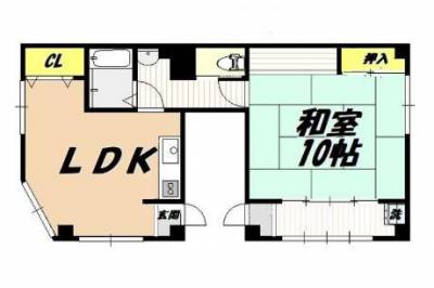 福岡県北九州市小倉北区 ロビンビル301の間取り図