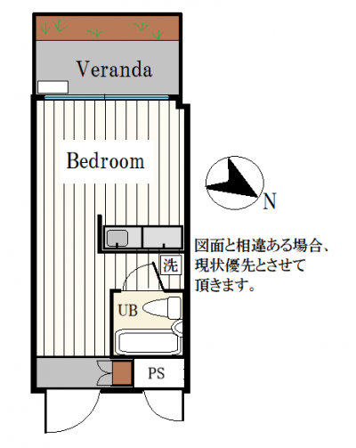南東向きの広め１R