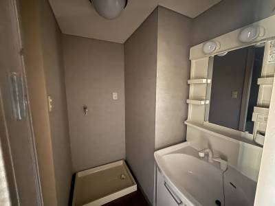 壁はグレーのアクセントクロス　天井は明るいダウンライトに変更