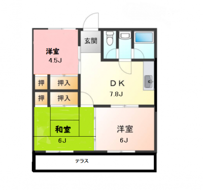 静岡県富士市 高田コーポ2Cの間取り図
