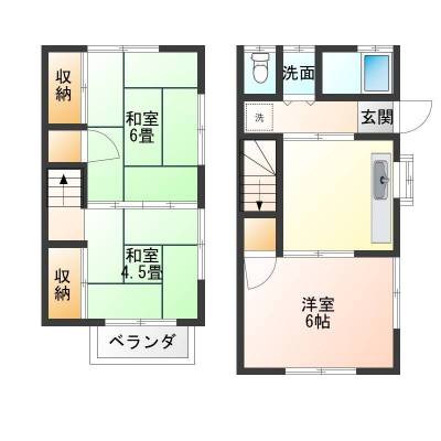 メゾネットタイプ（1~2F、内階段）♪南向き♪