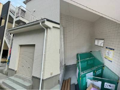 シャッター付きゴミステーション内は分別カーゴ設置。