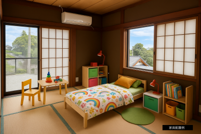 一階和室を子供部屋にしたイメージです。家具は含みません。