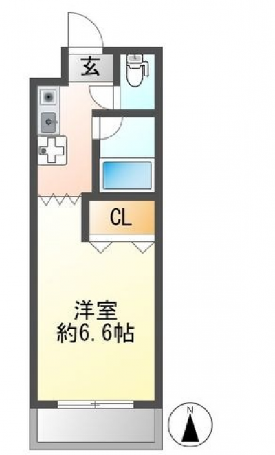 1K　21平米