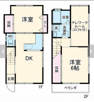 千葉県船橋市 飯山満 戸建 メゾネット1F-2Fの間取り図