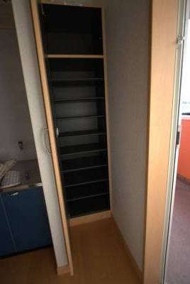 玄関　ドレッサーの後ろに靴入れ　　　　　　