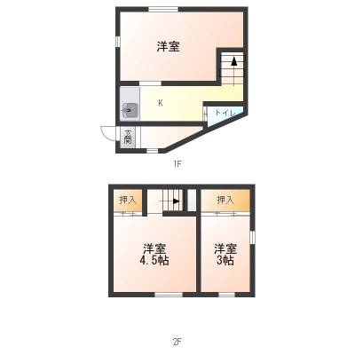 洋室に完全リフォーム済！1階は6畳分に間取り変更済！