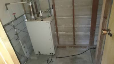 ボイラーで追い焚きです。