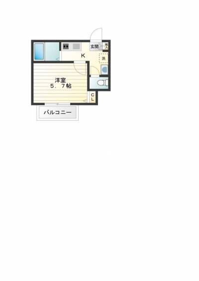 使いやすい１Kの間取りです