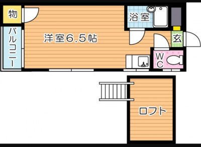 2階への階段を上がってすぐのお部屋です