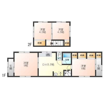 １Ｆ２部屋、２Ｆ２部屋、４ＬＤＫ