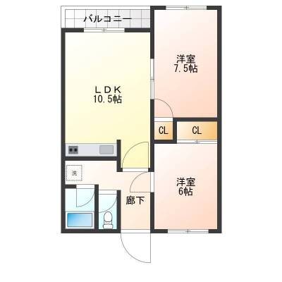 北海道帯広市 細田マンションⅡ202号室の間取り図