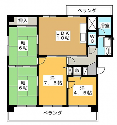 愛知県一宮市 バル５番館402の間取り図