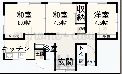 群馬県高崎市 高崎市吉井町戸建 3K３万円、今だけ初期費用無料の間取り図