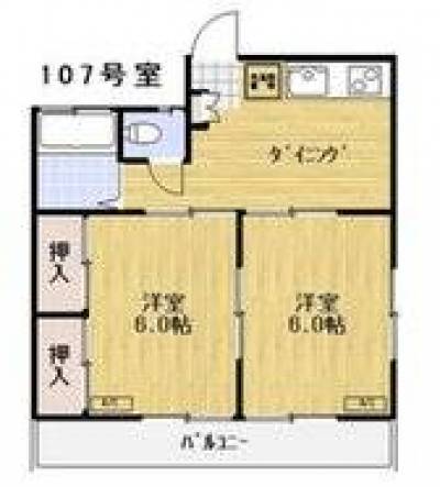 東京都あきる野市 ティファニーヒルズ　家具家電付き106の間取り図